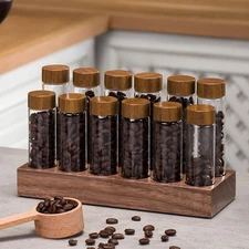 Coffee Bean Storagecoffee Storage Container With Walnut Solid Wood Basecoffee Be