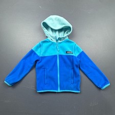 Lands End Fleece Hoodie Boys Size XXS 2-3 Two Tone Blue Full Zip Warm Jacket