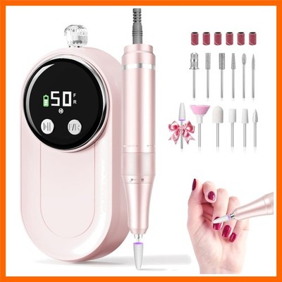 High Speed Nail Drill for Acrylic Removal, 50,000 RPM Pro E-File with LCD, Bi...