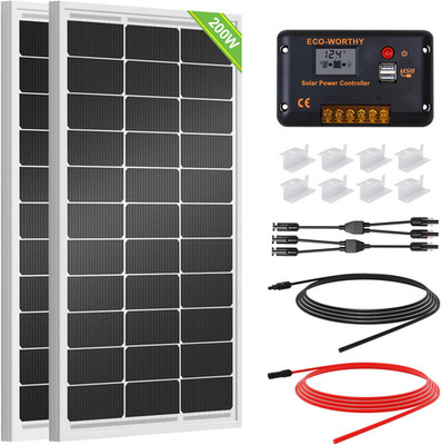 ECO-WORTHY 200 Watts 12 Volt/24 Volt Solar Panel Kit with High Efficiency Monocr