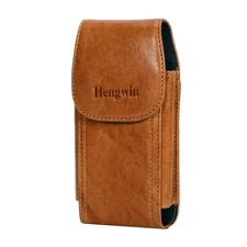 Hengwin Genuine Leather Cell Phone Holster Case with Belt Clip Fit for iPhone...