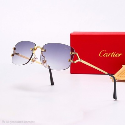 Cartier Big C No Cut Pruple Lens & Gold Frame FREE SHIPPING