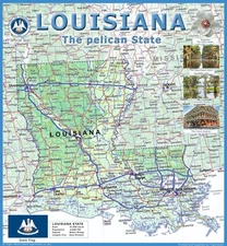 Louisiana Physical Map - 24 x 24 inches - Paper Laminated