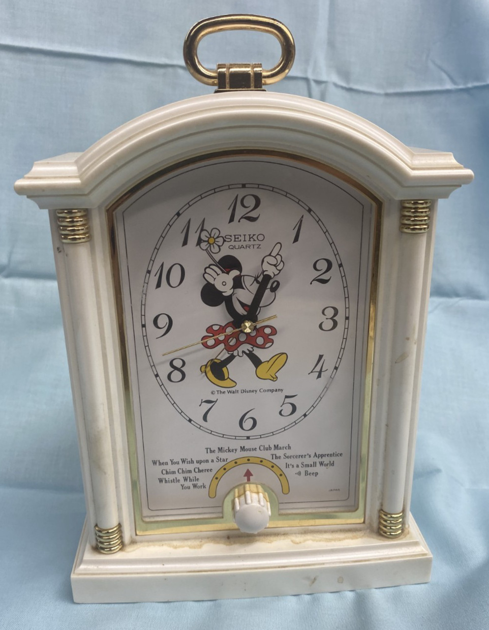 Vintage Seiko Quartz Disney Musical Minnie Mouse Alarm Mantle Clock 1990s Works