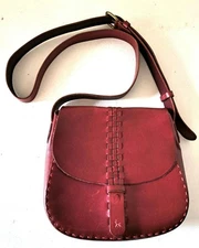 Henry Cuir Bordeaux Leather Shoulder Bag Small Crossbody Authentic Vintage