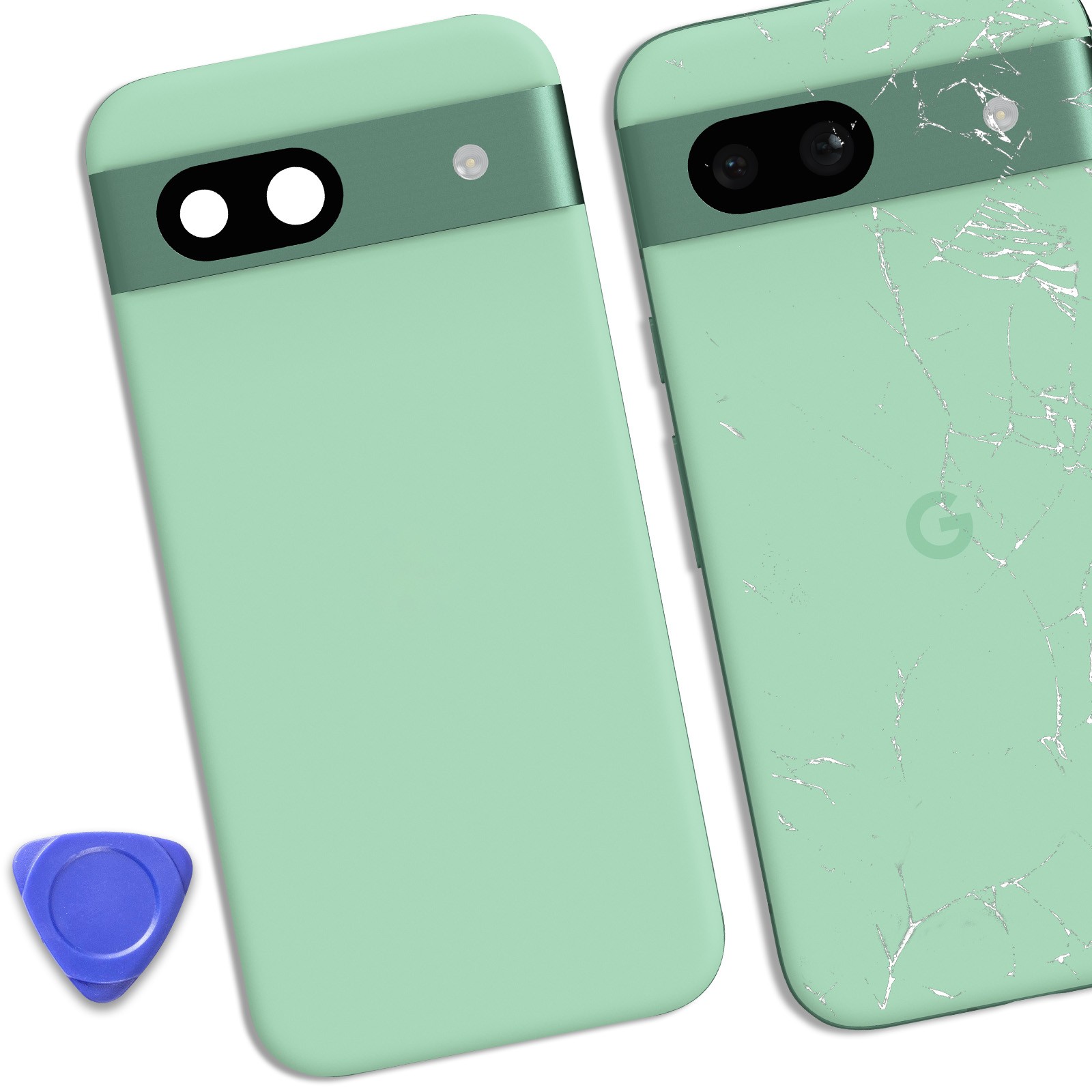 Coque arrière Google Pixel 8a - Cache batterie de remplacement Vert Pâle Clappio - 4