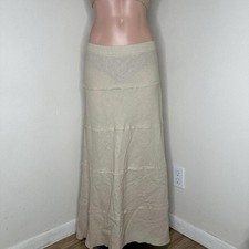 Cream Fairy Grunge Minimalist Linen Maxi Skirt Size 10/32"
