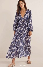 Boden Sarah Maxi Kaftan Blue Ribbon Paisley Whirl Cotton 6 Petite
