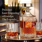 "Grandpa The Legend" Engraved Whiskey Decanter Set - Unique Gift for Christmas