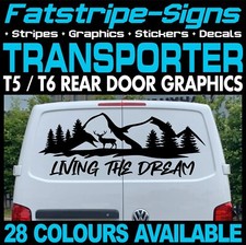 to fit VW TRANSPORTER T5 T6 LIVING THE DREAM STICKERS GRAPHICS CAMPER VAN