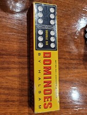 Halsam Double Six Dominoes Vintage MADE IN USA Set No. 623 28 Dominoes 1 Extra