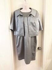 Ann Taylor Gray Silver 2 Piece Dress Jacket Suit Size 12 / 8 NWT