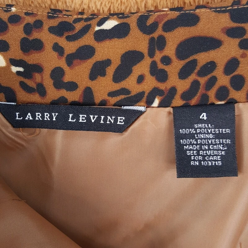 LARRY LEVINE Skirt Womens Size 4 Brown Leopard Straight Tiered Cheetah Glamour — 第 3/4 张图片