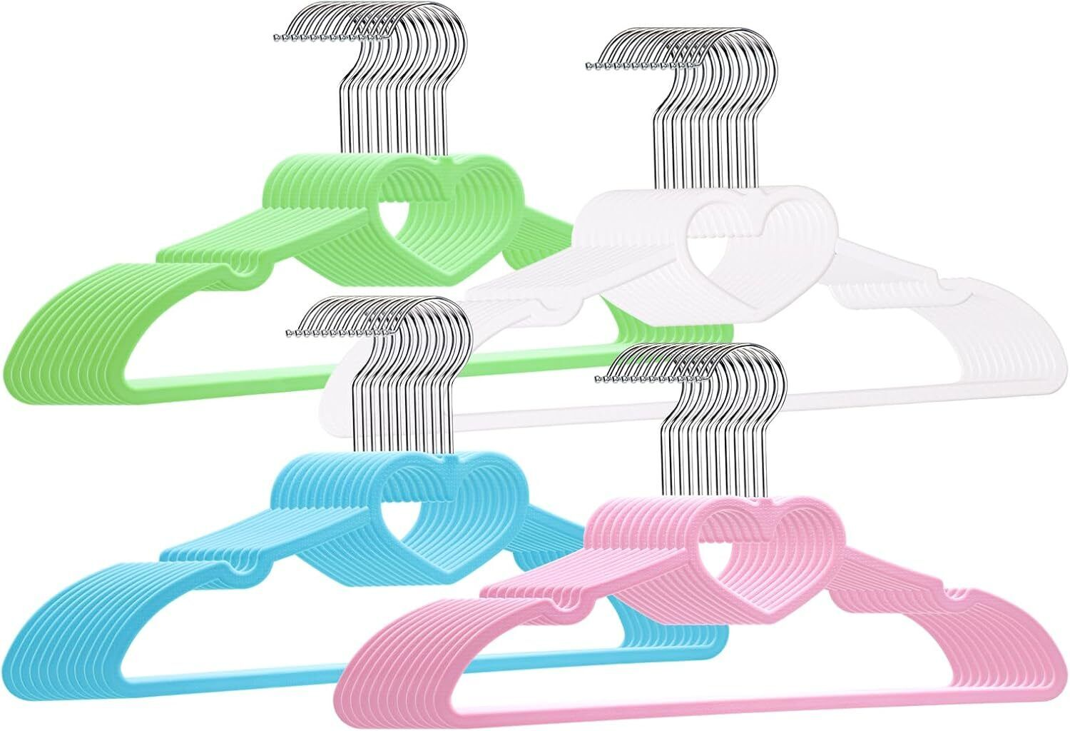 20-Pack Heart-Shaped Plastic Clothes Hangers Slim Space-Saving Design-image