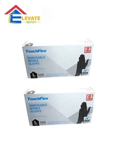 Lot of 2 TouchFlex Disposable Nitrile Gloves Large Size 4.5 Mil (200 Count)
