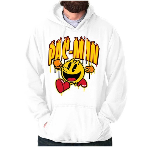 Retro PACMAN Arcade Game Fire Drip Graffiti Hoodie Hooded Sweatshirt Men Women