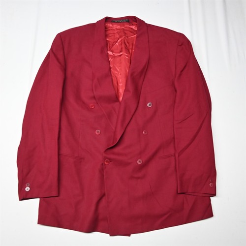 Vtg diBenedetto 50R Red Shawl Double Breasted Mens Blazer Jacket Sport Coat