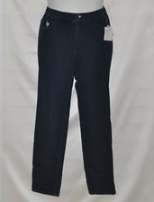 Quacker Factory Regular DreamJeannes Pull-On Slim-Leg Pants Size S Dark Indigo