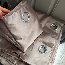 Cappuccino golden brown satin lined eyelet curtains 117 X 138cm drop Wilko 