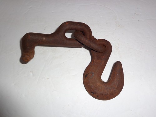 Vintage Farm Crane Lifting Hook 3.5" long Chain Link & Swivel Rusty Barn Find - 第 1/4 張圖片