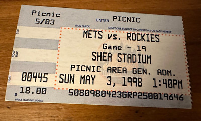 Rick Reed Mets Card New York Mets May 1998 Ticket Rick Reed Matt Franco John Olerud Shea ...