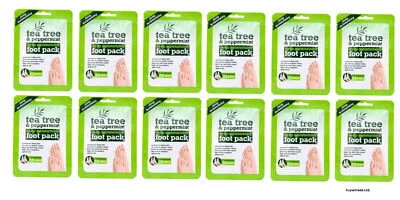 XPEL Tea Tree Peppermint Deep Moisturising Foot Pack soften Cracked & Split Heel X 12
