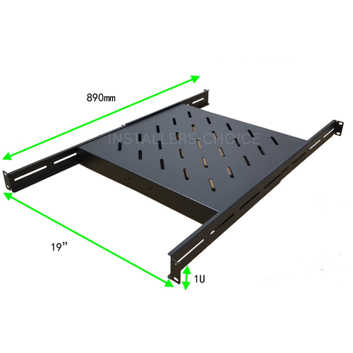 1U Vented Server Shelf 19" Adjustable Rack Mount 18"-42" Depth, 40lb Capacity - Picture 3 of 5