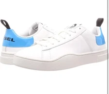 NIB Diesel Men's S-Clever Low-Sneakers Size 12.5 White/Blue Fluo