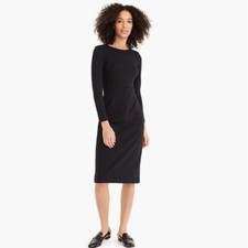NWT J.Crew Long Sleeve Pencil Sheath Dress Size Medium Black Ponte