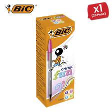 Image of BIC Cristal Fun Ballpoint Pen Assorted Colours 1.6mm Smooth Writing Pack of 20