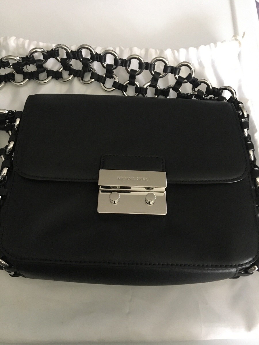 Michael Kors Black Piper Shoulder Bag, Flap Top With Push Lock