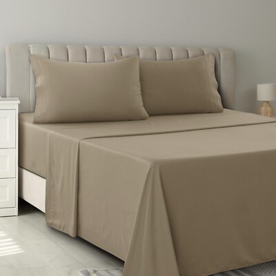 4 Piece Premium Bed Sheet Set Hotel Luxury Ultra Soft Deep Pocket Sheets Set