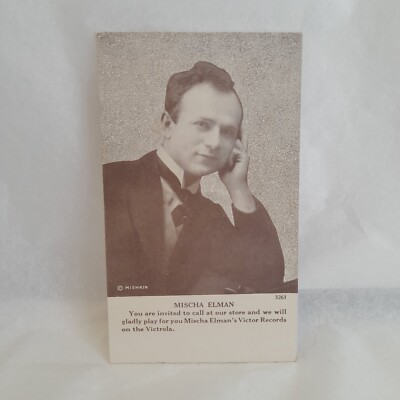 Rare Mischa Elman Opera Singer Victor Records Advertising Mishkin Postcard 1900
