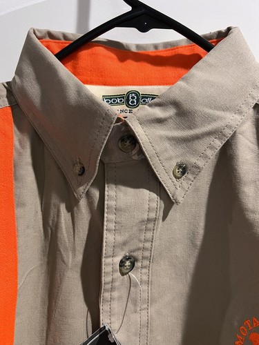 BOB ALLEN HIGH PRAIRIE LONG SLEEVE HUNTING SHIRT TAN / ORANGE HALLIBURTON LOGO - Picture 7 of 8