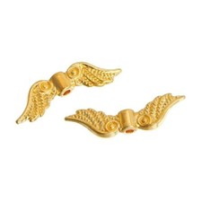 100 Bright Gold 23x7mm Feathered Angel Fairy Art Wing Wings Tibetan Spacer Beads
