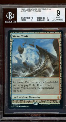 Steam Vents foil - Zendikar Expeditions, BGS 9 MINT. MTG Steam Vents foil - Zendikar Expeditions, BGS 9 MINT. MTG