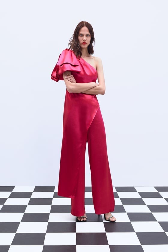 Zara SS19 Limited Edition Assymetrical Top With Bow Fuchsia