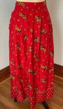 Vintage 80s 90s Chaus High Waisted RED Equestrian Hunting Horse Midi Skirt 30"W