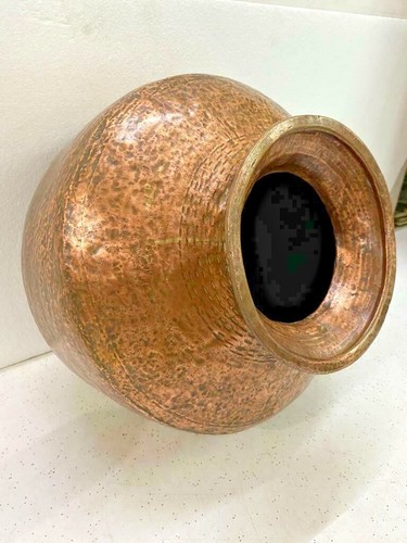 OLD VINTAGE RARE COPPER HAMMERED BIG WATER STORAGE POT, RICH PATINA COLLECTIBLE - Picture 8 of 12