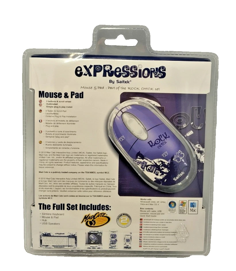 Saitek Expression Maus mit pad 800dpi, USB 2.0 Rock Chick Gitarre, schwarz NEU # - Bild 2 von 2