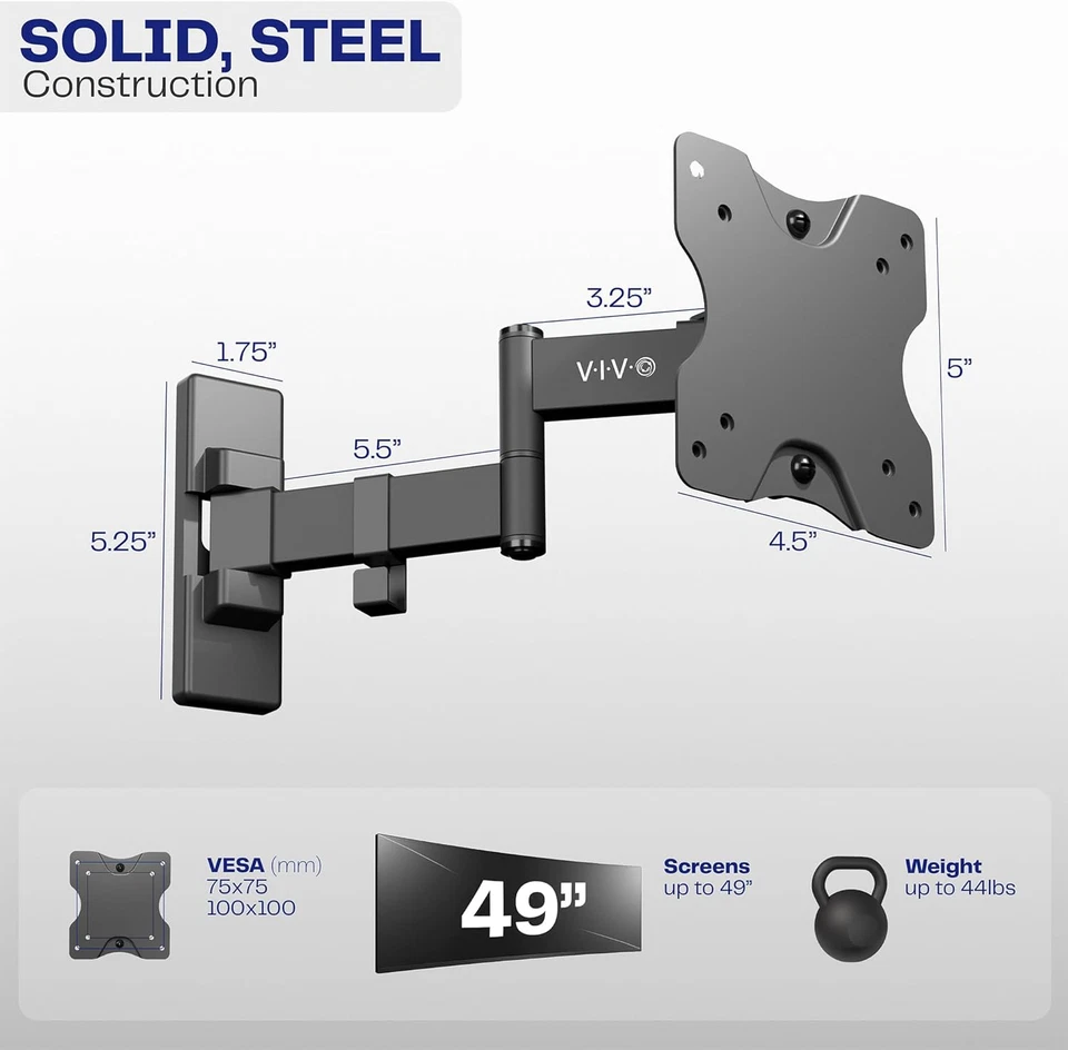 Full Motion Wall Mount for up to 27 Inch LCD LED TV and Computer Monitor - Image 3 of 4