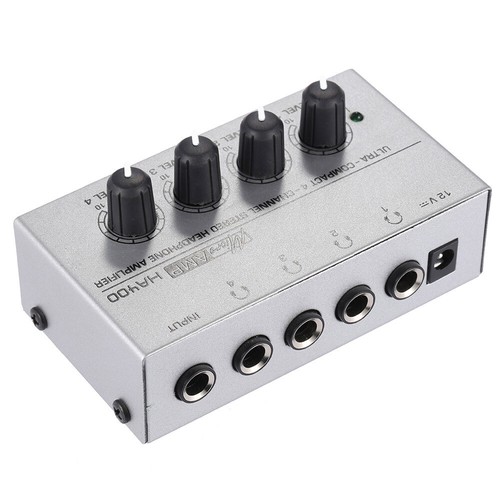 HA400 Mini 4 Channels Mini Audio Stereo Headphone Amplifier w/Power Adapter N7S4 - Picture 2 of 8
