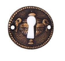Small Antique Copper Detailed Urn Escutcheon Key Hole Cover