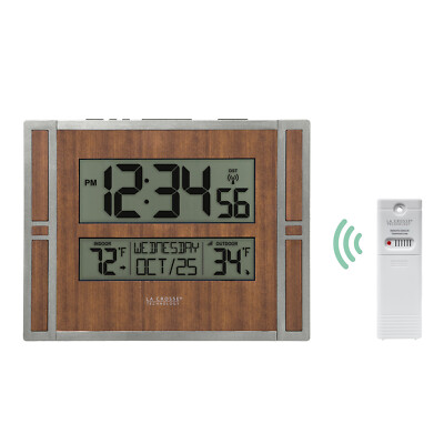 BBB86088 La Crosse Technology Atomic Digital Wall Clock IN/OUT Temp TX141-BV2