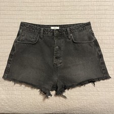 Forever 21 Black Denim Cut Off Style Jean Shorts High Rise Button Fly Size 30