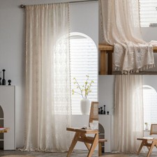 Tassel Crochet Curtain for Living Room Bedroom Kitchen Window Drape Valance 1pc