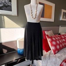 - Talbots Vintage 100 Silk Pleated Skirt Polka Dots Black White US 6