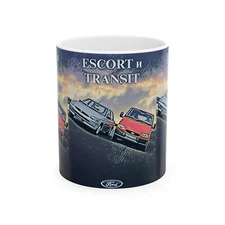 Escort & Transit Car Retro Art Ceramic Mug - Auto Enthusiast Coffee Cup