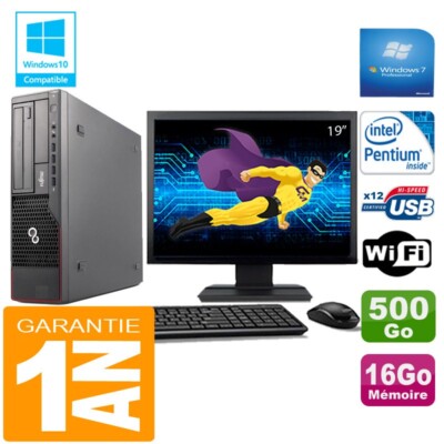 PC Fujitsu Esprimo E700 E90+ SFF Intel G840 16Go Scheibe 500 GB Wifi W7 Sieb 19