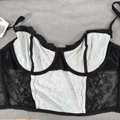 INC Bra Size Large Jungle Leopard Lace Bustier Underwire Lingerie Longline - Picture 6 of 13